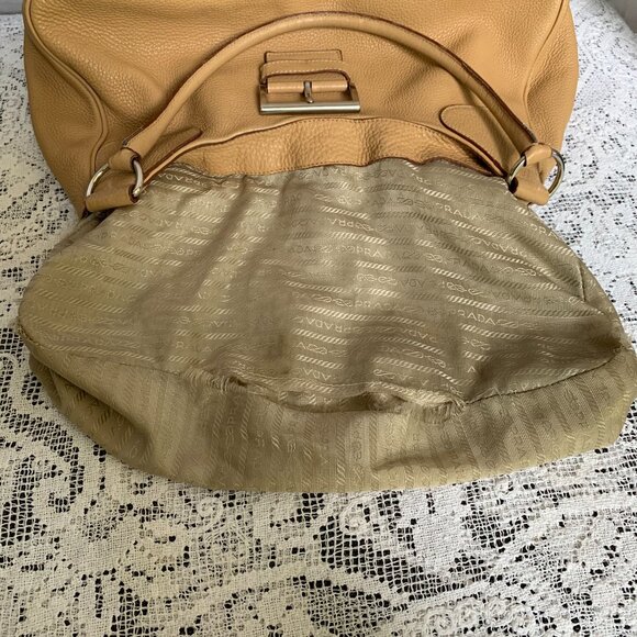 Vintage Y2K PRADA Moon Tan Leather Crescent Shoulder Bag - Picture 12 of 16
